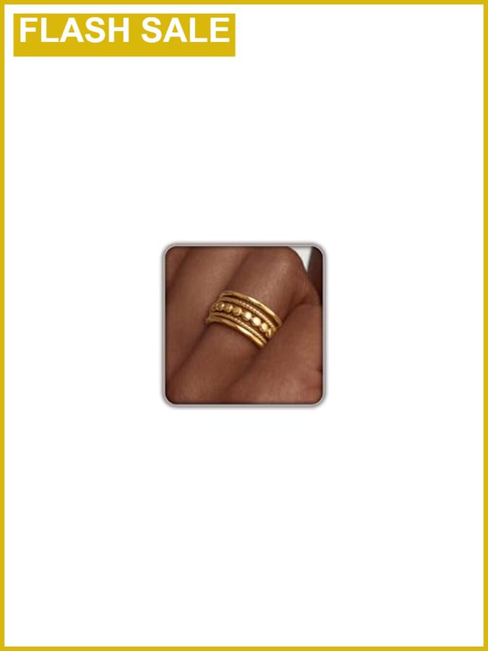 5PCS 14K Gold Plated Stacking Rings Trendy Hypoallergenic Band Jewelry Gift